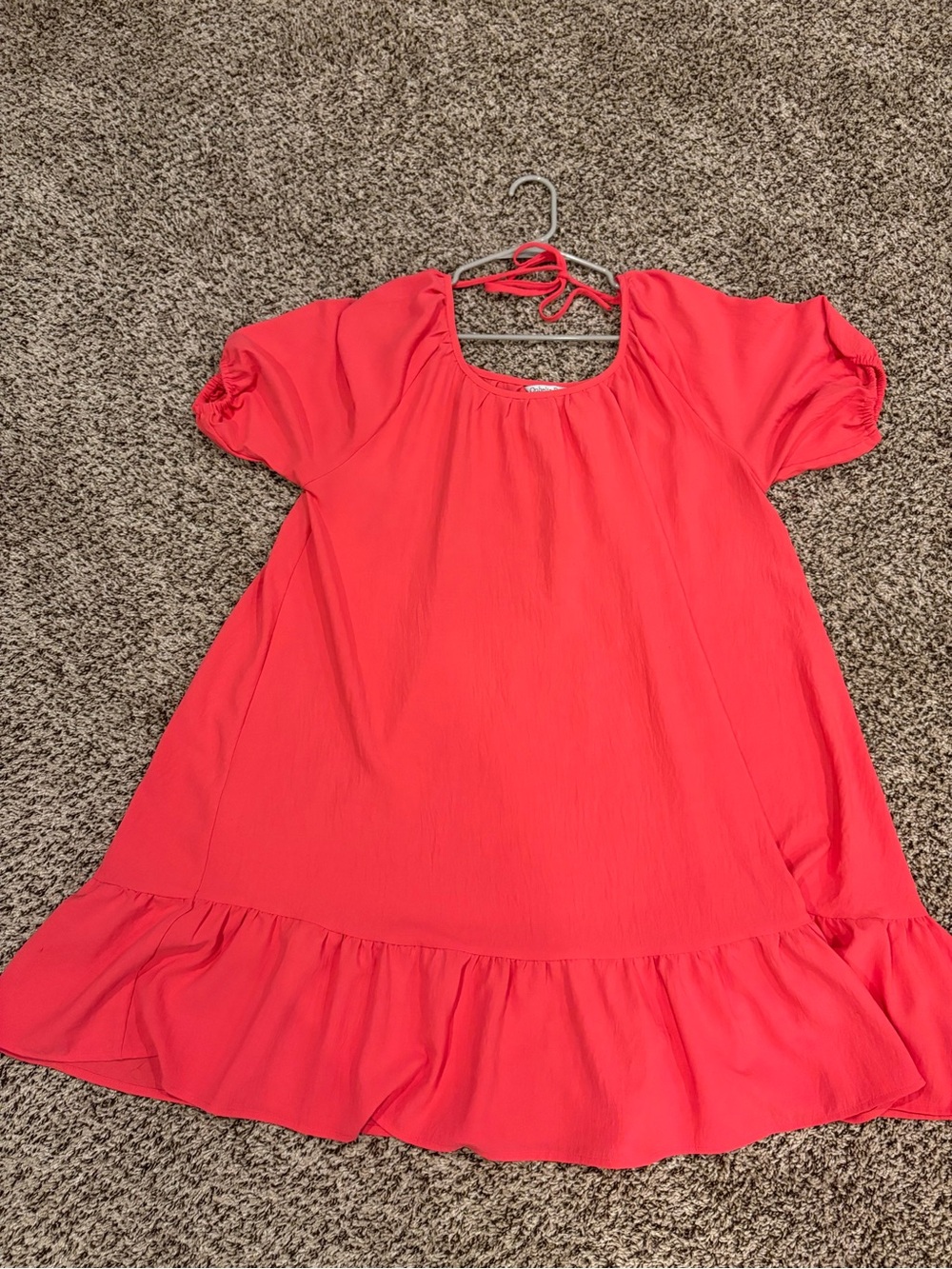Ophelia Roe Coral Puff-Sleeve Ruffle Hem Babydoll Dress
